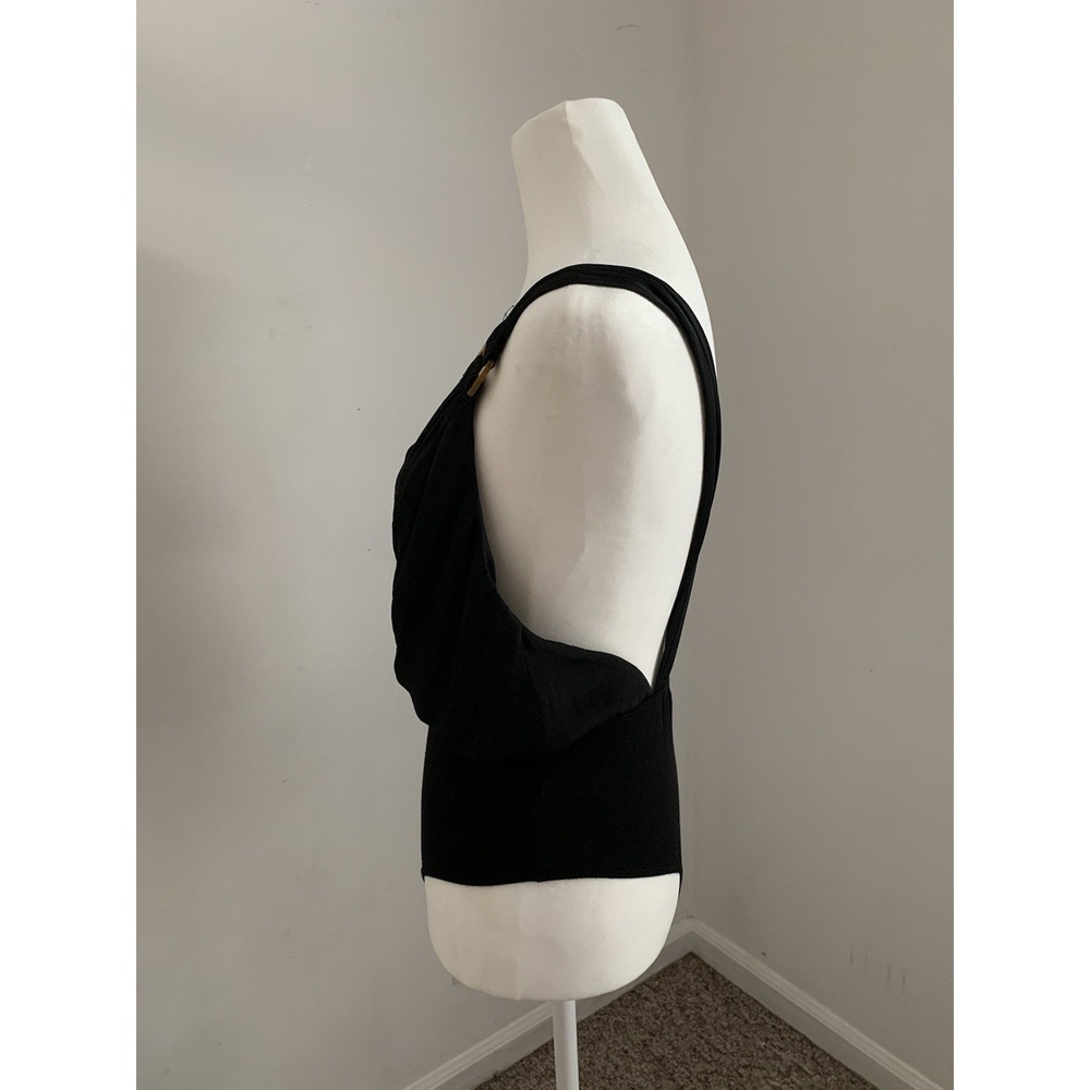 Free People Body Suit Sz XS Black Faux Wrap Tortoise Detail Low Back Resort - Picture 5 of 10